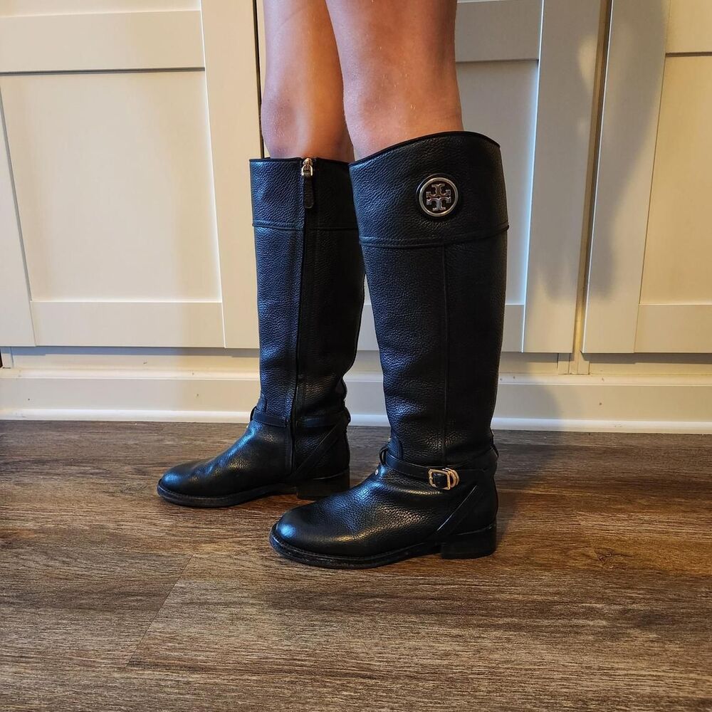 Tory-burch Women's Black leather Tall Boots Size 7.5